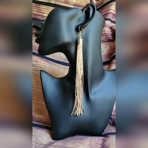 Beautiful western style deaded champagne tassel earrings